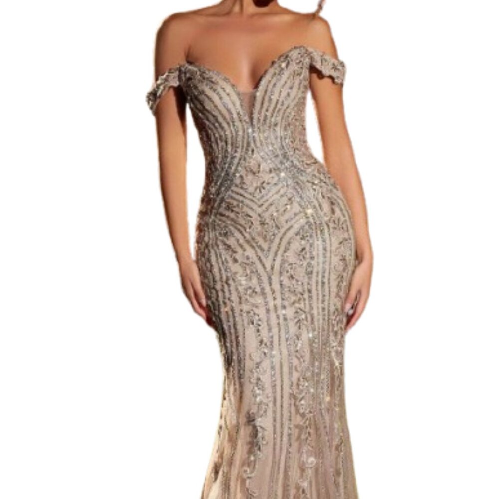 NWT Andrea and Leo A1257 Beaded Prom Dress Dusty Mauve Size 18